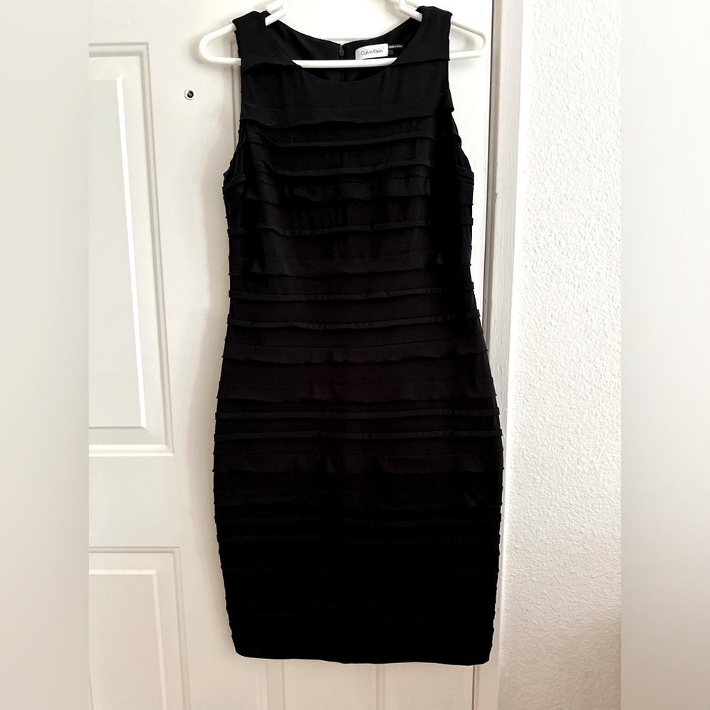 Calvin Klein Womens Sleeveless Ruched Dress Black Size 8